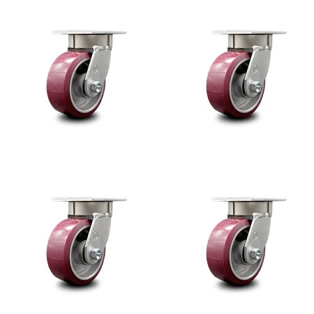 Service Caster 5 Inch Kingpinless Poly on Aluminum Wheel Swivel Top Plate Caster SCC, 4PK SCC-KP30S520-PAR-4